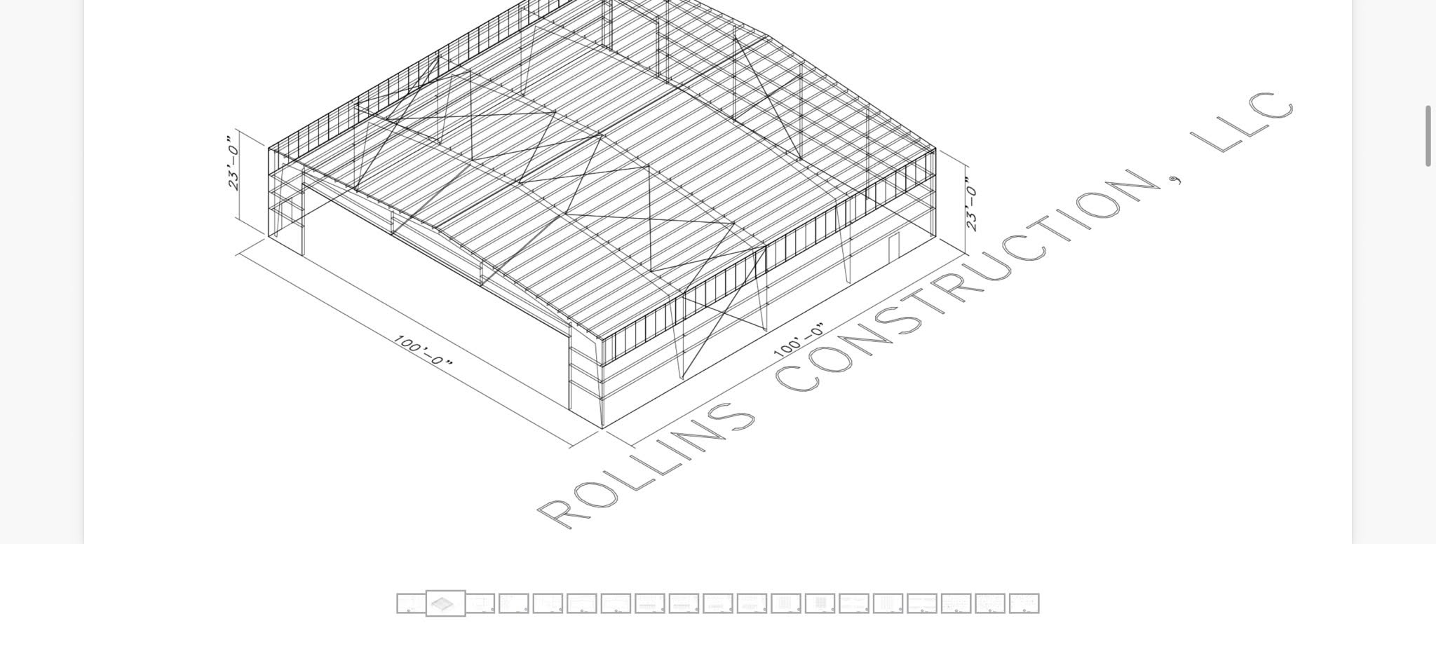 100-foot-wide hangar — Structural Drawing